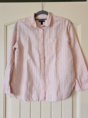 J. Crew Pink and White Striped Shirt